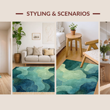 Ultra Soft Area Rug, Non Slip, Stain Resistant, Washable Area Rugs for Living Room, Bedroom, Turtle Tides Coastal Patterned Rug with Underwater Marine Abstract Art(Blue)