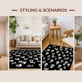 Ultra Soft Area Rug, Non Slip, Stain Resistant, Washable Area Rugs for Living Room, Bedroom, Fun Earthy Toned Skull Art(Black)