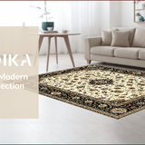 Ultra Soft Area Rug, Non Slip, Stain Resistant, Washable Area Rugs for Living Room, Bedroom, Elegant Rustic Floral Medallion(Ivory)