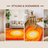Ultra Soft Area Rug, Non Slip, Stain Resistant, Washable Area Rugs for Living Room, Bedroom, Lively Abstract Spectrum Motif(Orange)