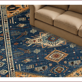 Ultra Soft Area Rug, Non Slip, Stain Resistant, Washable Area Rugs for Living Room, Bedroom, Elegant Earthy Distressed Aesthetic(Blue)
