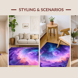 Ultra Soft Area Rug, Non Slip, Stain Resistant, Washable Area Rugs for Living Room, Bedroom, Dynamic Multicolored Universe Theme(Purple)