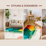 Ultra Soft Area Rug, Non Slip, Stain Resistant, Washable Area Rugs for Living Room, Bedroom, Chic Transitional Organic Shapes(Orange)