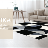 Ultra Soft Area Rug, Non Slip, Stain Resistant, Washable Area Rugs for Living Room, Bedroom, Sleek Abstract Monochrome Aesthetic(Black)