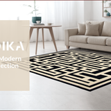 Ultra Soft Area Rug, Non Slip, Stain Resistant, Washable Area Rugs for Living Room, Bedroom, Chic Modern Greek Key Arrangement(Beige)