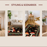 Ultra Soft Area Rug, Non Slip, Stain Resistant, Washable Area Rugs for Living Room, Bedroom, Charming Moth Graphic Accents(Black)