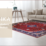 Ultra Soft Area Rug, Non Slip, Stain Resistant, Washable Area Rugs for Living Room, Bedroom, Elegant Red and Blue Medallion(Red)