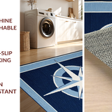 Ultra Soft Area Rug, Non Slip, Stain Resistant, Washable Area Rugs for Living Room, Bedroom, Serene Blue Tones with Compass(Blue)