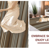 Ultra Soft Area Rug, Non Slip, Stain Resistant, Washable Area Rugs for Living Room, Bedroom, Contemporary Striped Visual Appeal(Brown)