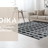 Ultra Soft Area Rug, Non Slip, Stain Resistant, Washable Area Rugs for Living Room, Bedroom, Striking Colorful Geometric Artwork(Black)
