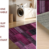 Ultra Soft Area Rug, Non Slip, Stain Resistant, Washable Area Rugs for Living Room, Bedroom, Lively Whimsical Stripe Design(Purple)