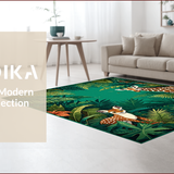 Ultra Soft Area Rug, Non Slip, Stain Resistant, Washable Area Rugs for Living Room, Bedroom, Eclectic Tropical Animal Imagery(Green)