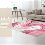 Ultra Soft Area Rug, Non Slip, Stain Resistant, Washable Area Rugs for Living Room, Bedroom, Trendy Abstract Marble Aesthetic(Pink)