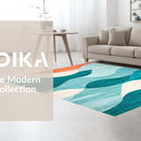 Ultra Soft Area Rug, Non Slip, Stain Resistant, Washable Area Rugs for Living Room, Bedroom, Calming Aqua Coral Abstract Flow(Blue)