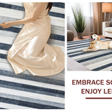 Ultra Soft Area Rug, Non Slip, Stain Resistant, Washable Area Rugs for Living Room, Bedroom, Contemporary Black White Stripe Carpet:  Linear Geometric Rug(Gray)