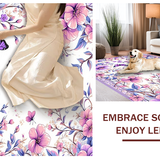 Ultra Soft Area Rug, Non Slip, Stain Resistant, Washable Area Rugs for Living Room, Bedroom, Playful Pastel Garden Scene(Purple)
