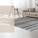 Ultra Soft Area Rug, Non Slip, Stain Resistant, Washable Area Rugs for Living Room, Bedroom, Distinctive Linear Pattern Rug Black and White Accent Piece(Gray)