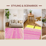 Ultra Soft Area Rug, Non Slip, Stain Resistant, Washable Area Rugs for Living Room, Bedroom, Radiant Ombre Wave Effect(Yellow)
