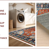 Ultra Soft Area Rug, Non Slip, Stain Resistant, Washable Area Rugs for Living Room, Bedroom, Vintage Tribal Dining Room Washable Rug(Red)