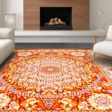 Ultra Soft Area Rug, Non Slip, Stain Resistant, Washable Area Rugs for Living Room, Bedroom, Vibrant Circle Mandala Aesthetic(Gold)