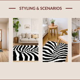 Ultra Soft Area Rug, Non Slip, Stain Resistant, Washable Area Rugs for Living Room, Bedroom, Bold Zebra Skin Bedroom Low Pile Floor Mat(Black)