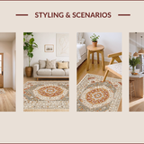 Ultra Soft Area Rug, Non Slip, Stain Resistant, Washable Area Rugs for Living Room, Bedroom, Vintage Non-Slip Living Room Rug(Beige)