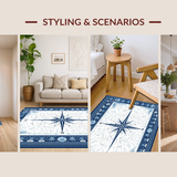 Ultra Soft Area Rug, Non Slip, Stain Resistant, Washable Area Rugs for Living Room, Bedroom, Lively Ocean Wave Decorative Style(Blue)