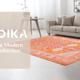 Ultra Soft Area Rug, Non Slip, Stain Resistant, Washable Area Rugs for Living Room, Bedroom, Sophisticated Retro Floral Composition(Orange)