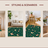 Ultra Soft Area Rug, Non Slip, Stain Resistant, Washable Area Rugs for Living Room, Bedroom, Artistic Floral Low Pile Living Room Rug(Green)