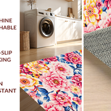 Ultra Soft Area Rug, Non Slip, Stain Resistant, Washable Area Rugs for Living Room, Bedroom, Colorful Geometric Floral Fusion(Pink)