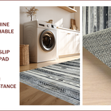 Ultra Soft Area Rug, Non Slip, Stain Resistant, Washable Area Rugs for Living Room, Bedroom, Rustic Vintage Ethnic Motif(Gray)