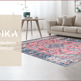Ultra Soft Area Rug, Non Slip, Stain Resistant, Washable Area Rugs for Living Room, Bedroom, Vibrant Colorful Medallion Aesthetic(Pink)