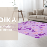 Ultra Soft Area Rug, Non Slip, Stain Resistant, Washable Area Rugs for Living Room, Bedroom, Delicate Circular Nature Theme(Purple)