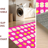 Ultra Soft Area Rug, Non Slip, Stain Resistant, Washable Area Rugs for Living Room, Bedroom, Playful Bright Color Blossom Design(Pink)