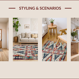 Ultra Soft Area Rug, Non Slip, Stain Resistant, Washable Area Rugs for Living Room, Bedroom, Vibrant Tribal Diamond Motif(Red)