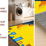 Ultra Soft Area Rug, Non Slip, Stain Resistant, Washable Area Rugs for Living Room, Bedroom, Stellar Fun Explorative Layout(Yellow)