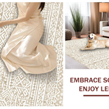Ultra Soft Area Rug, Non Slip, Stain Resistant, Washable Area Rugs for Living Room, Bedroom, Sophisticated Rustic Ogee Pattern(Beige)