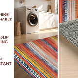Ultra Soft Area Rug, Non Slip, Stain Resistant, Washable Area Rugs for Living Room, Bedroom, Chic Color Blocked Linear Style(Red)