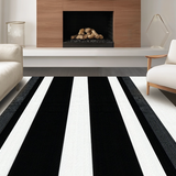 Ultra Soft Area Rug, Non Slip, Stain Resistant, Washable Area Rugs for Living Room, Bedroom, Stylish Modern Geometric Lines(Black)
