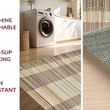 Ultra Soft Area Rug, Non Slip, Stain Resistant, Washable Area Rugs for Living Room, Bedroom, Rustic Multi-Colored Woven Texture(Beige)