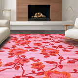 Ultra Soft Area Rug, Non Slip, Stain Resistant, Washable Area Rugs for Living Room, Bedroom, Sophisticated Tropical Garden Feel(Pink)