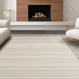 Ultra Soft Area Rug, Non Slip, Stain Resistant, Washable Area Rugs for Living Room, Bedroom, Trendy Coastal Textured Layout(Beige)