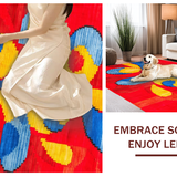 Ultra Soft Area Rug, Non Slip, Stain Resistant, Washable Area Rugs for Living Room, Bedroom, Contemporary Vibrant Twirl Motif(Red)