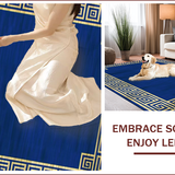 Ultra Soft Area Rug, Non Slip, Stain Resistant, Washable Area Rugs for Living Room, Bedroom, Striking Gold Geometric Elements(Blue)