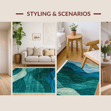 Ultra Soft Area Rug, Non Slip, Stain Resistant, Washable Area Rugs for Living Room, Bedroom, Chic Abstract Organic Flow(Blue)