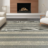 Ultra Soft Area Rug, Non Slip, Stain Resistant, Washable Area Rugs for Living Room, Bedroom, Rustic Neutral Striped Harmony(Gray)