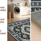 Ultra Soft Area Rug, Non Slip, Stain Resistant, Washable Area Rugs for Living Room, Bedroom, Striking Ogee Pattern in Monochrome(Black)