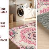 Ultra Soft Area Rug, Non Slip, Stain Resistant, Washable Area Rugs for Living Room, Bedroom, Elegant Soft Pastel Blossoms(Beige)