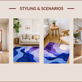 Ultra Soft Area Rug, Non Slip, Stain Resistant, Washable Area Rugs for Living Room, Bedroom, Trendy Floral Patterned Elegance(Purple)