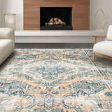 Ultra Soft Area Rug, Non Slip, Stain Resistant, Washable Area Rugs for Living Room, Bedroom, Contemporary Floret Design Style(Beige)